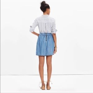Madewell faded indigo chambray a-line skirt